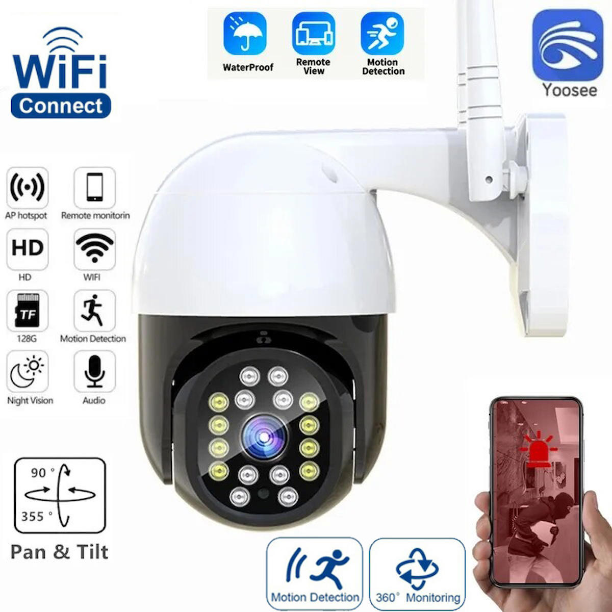 Blic Y-016 Ethernet Mini 1 Kameralı 360 Derece Dönen Gece Görüşlü IP Dış Mekan Kablolu Güvenlik Kamerası