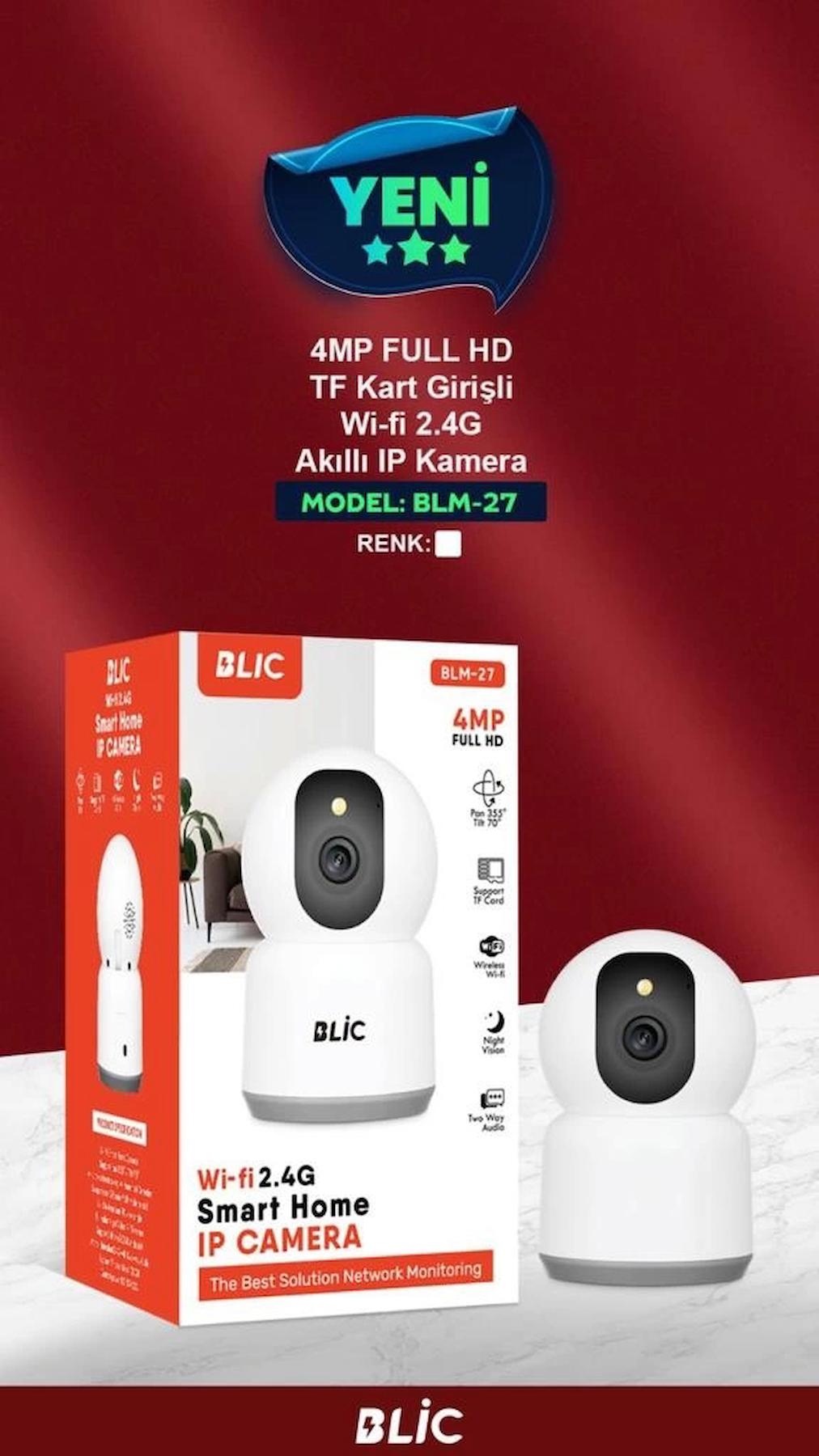 Blic BLM-27 Ethernet Mini 1 Kameralı 360 Derece Dönen Gece Görüşlü IP İç Mekan Kablosuz Güvenlik Kamerası