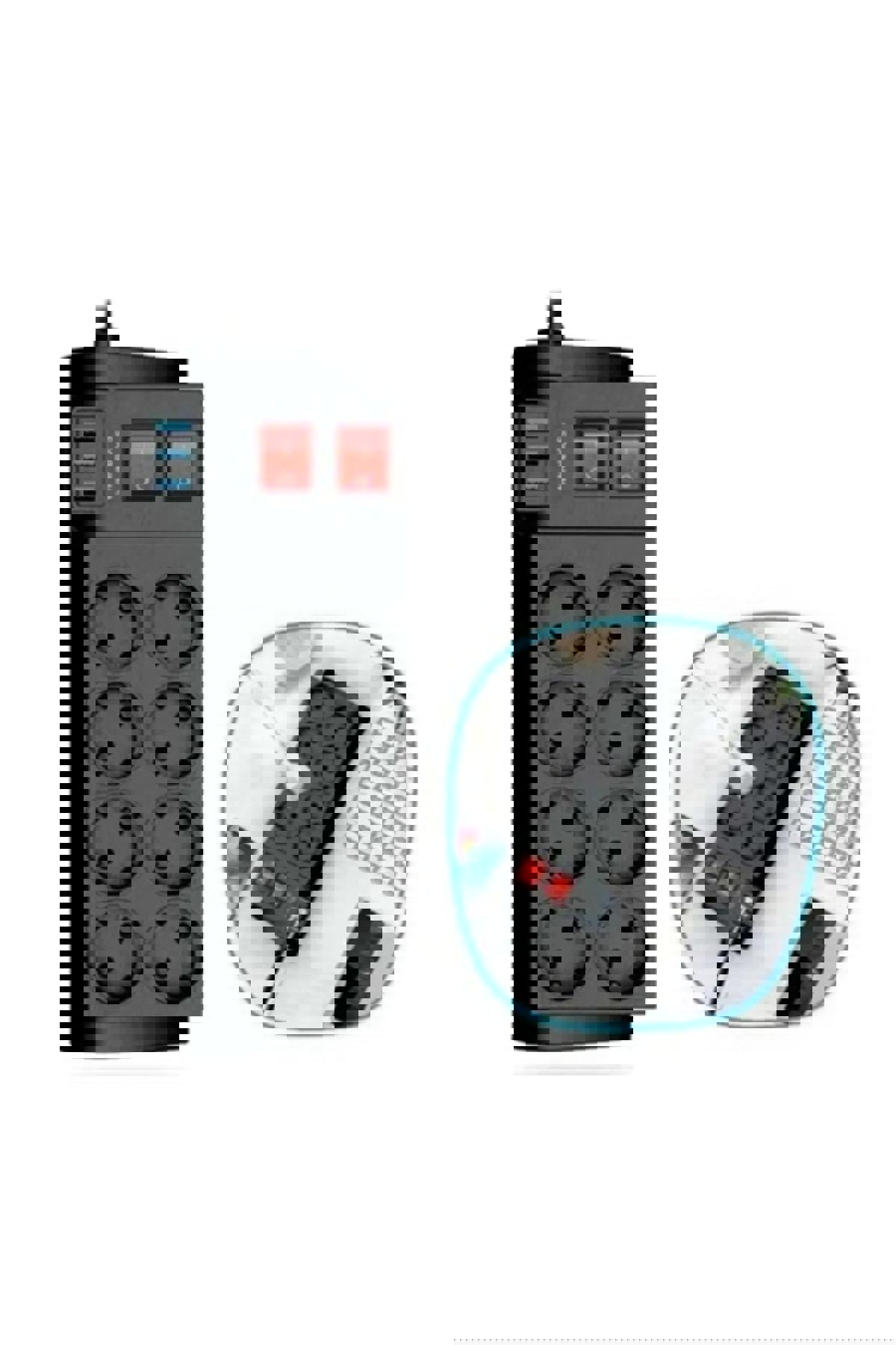 Winboss 8'li Soket 2 metre 3'lü USB Kablolu Sekizli Akım Korumalı Priz