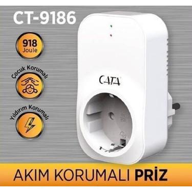 Cata Ct-9186 Tekli Soket Kablosuz Tekli 918 J Akım Korumalı Priz
