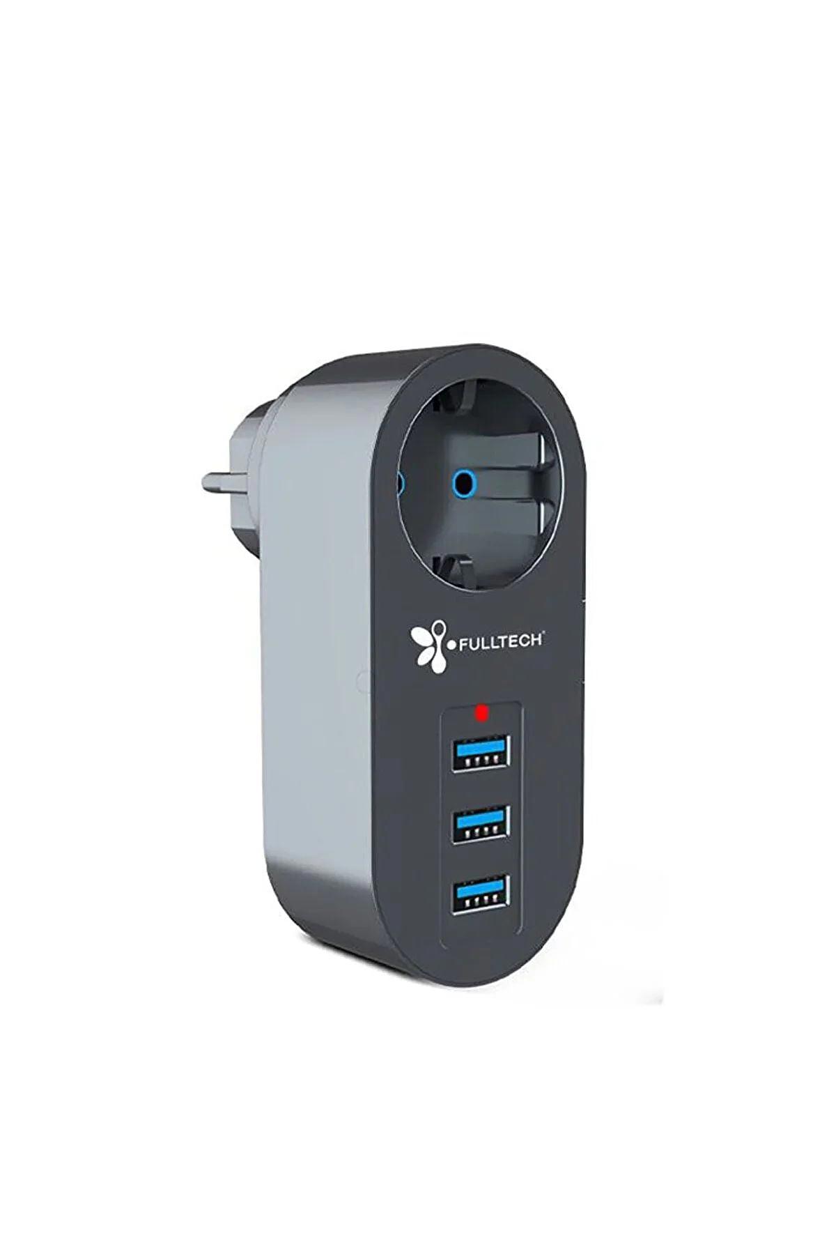 XNews FTR-07 Tekli Soket 3'lü USB Kablosuz Tekli 2500 J Akım Korumalı Priz