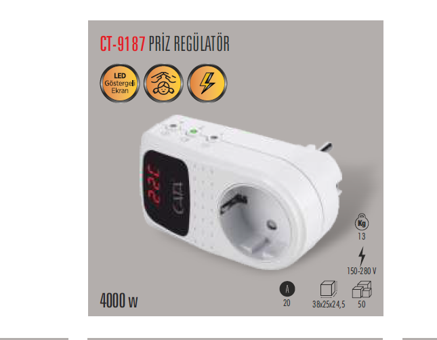 Cata Ct-9187 Tekli Soket Kablosuz Tekli Akım Korumalı Priz
