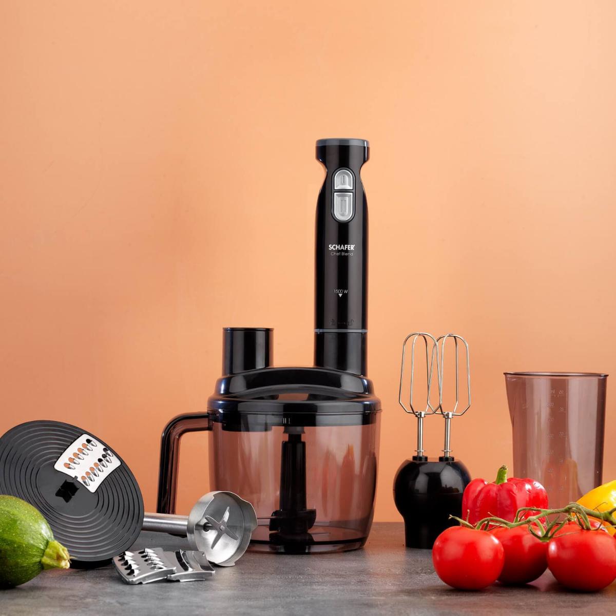 Schafer Chef Mix 1 lt Turbolu 4 Bıçaklı Blender Seti Siyah