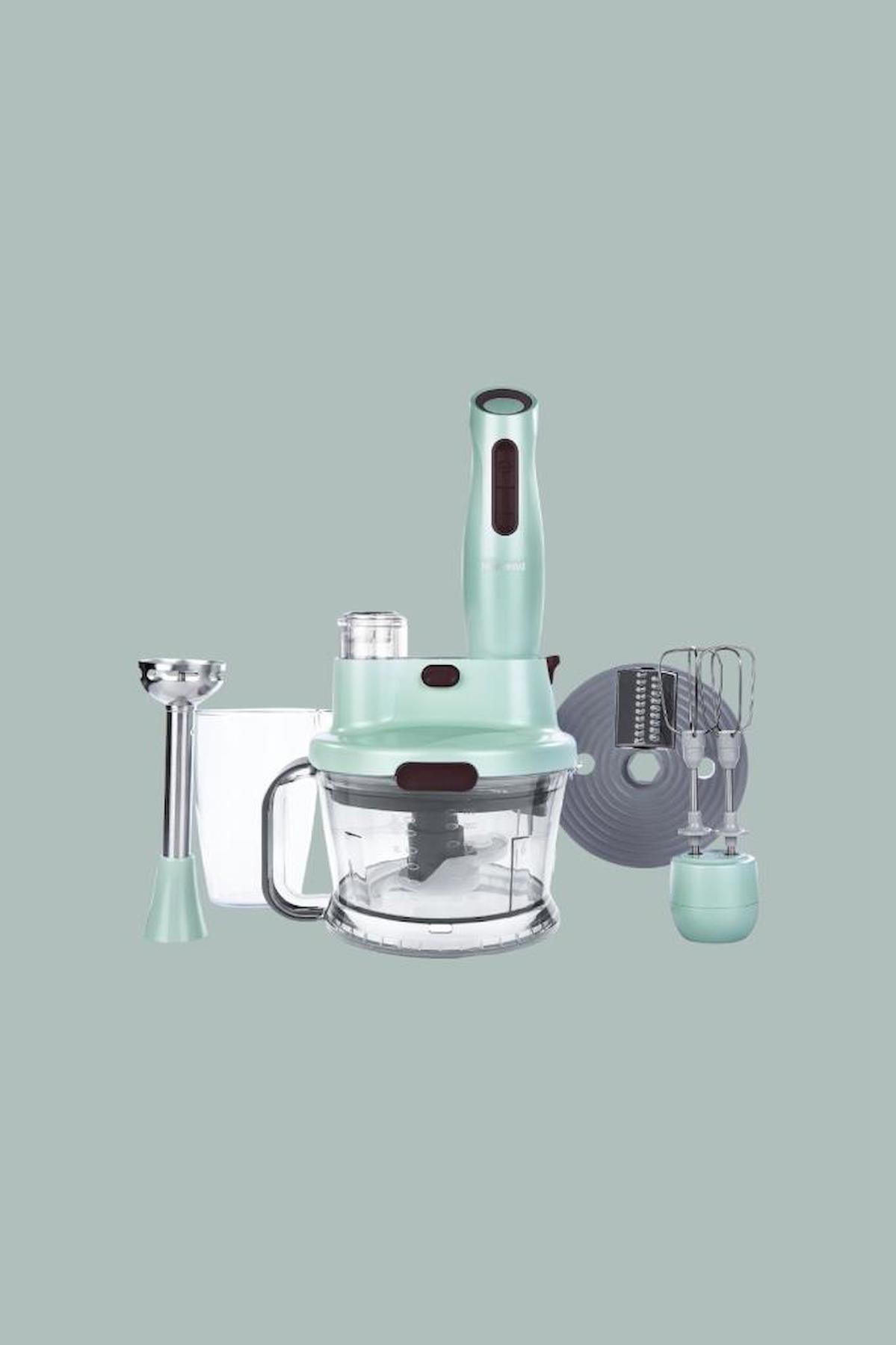 Homend Vintage Functional 2836H 500 ml Turbolu Çift Bıçaklı Blender Seti Yeşil
