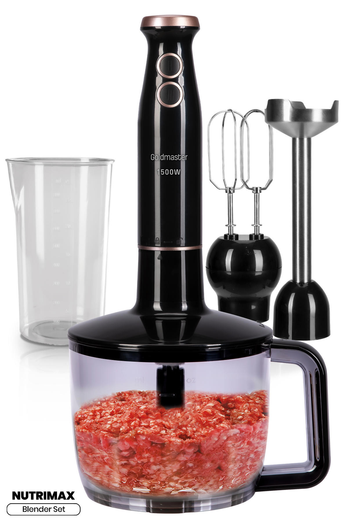 Goldmaster Nutrimax 1.5 lt Turbolu 4 Bıçaklı Blender Seti Siyah