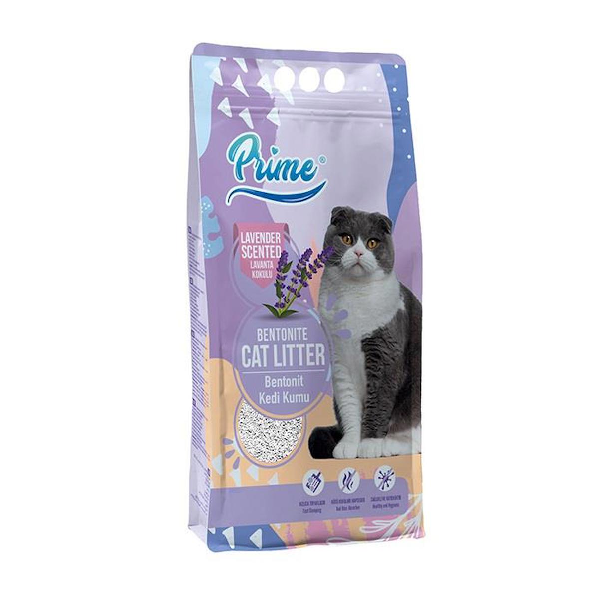 Prime Lavanta Kokulu Topaklanan Kalın Taneli Bentonit Kedi Kumu 5 lt