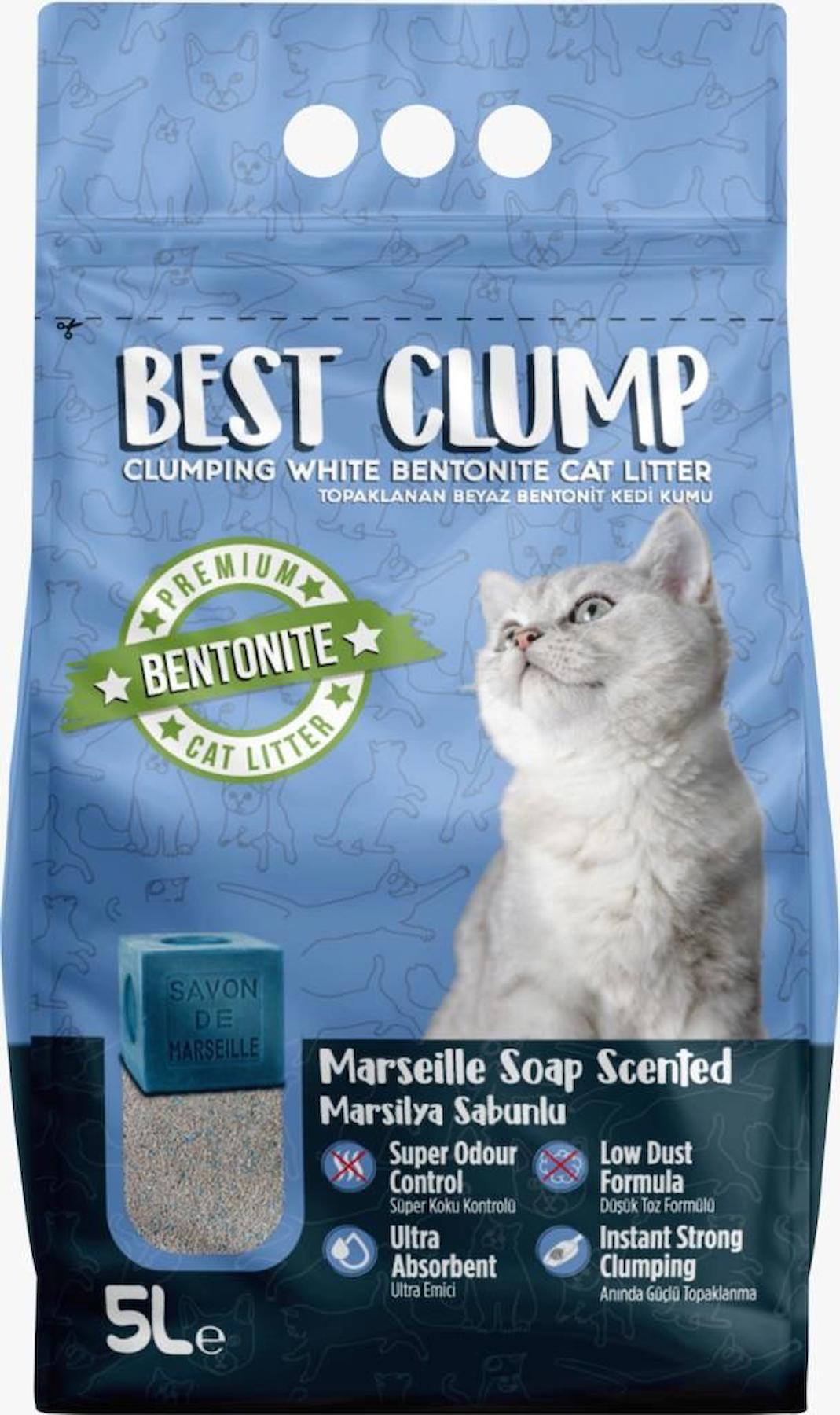 Best Clump Marsilya Sabunu Kokulu Topaklanan İnce Taneli Bentonit Kedi Kumu 5 lt