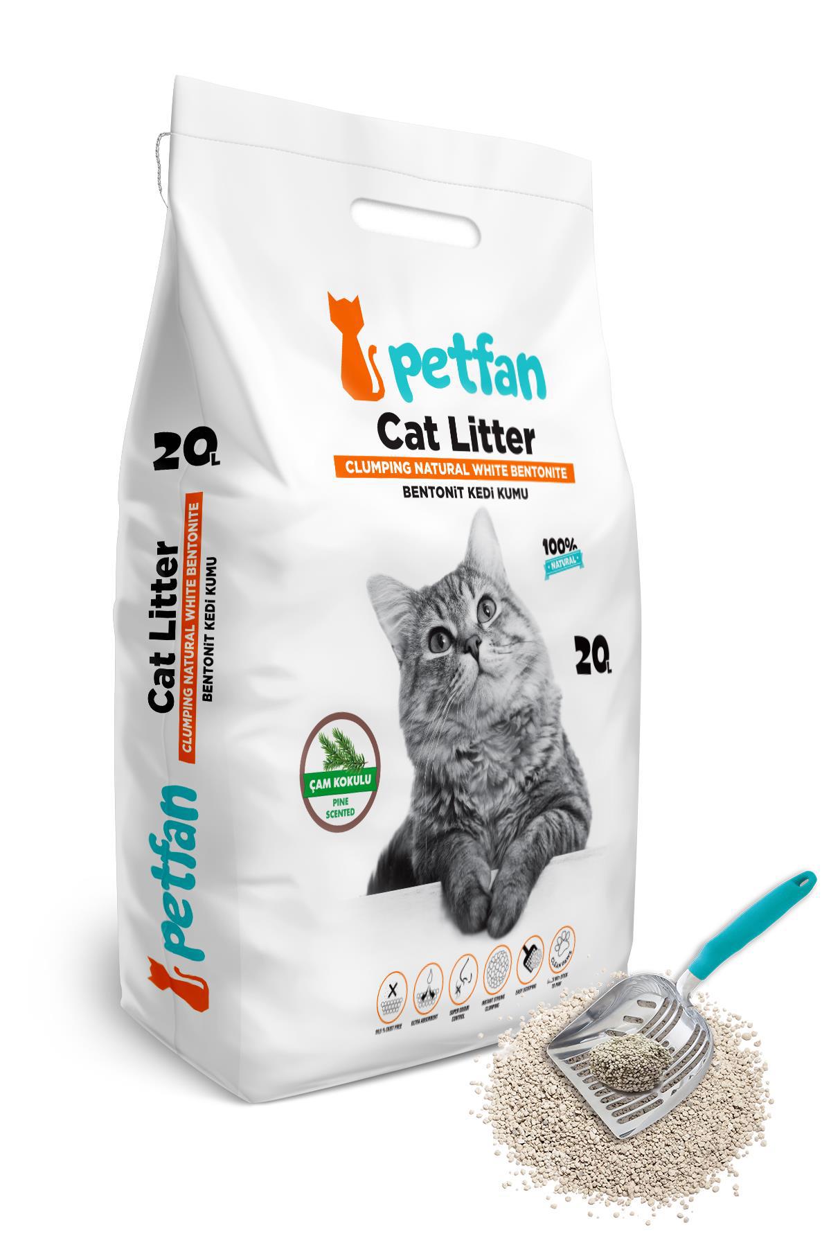 Petfan Çam Kokulu Topaklanan İnce Taneli Bentonit Kedi Kumu 20 lt