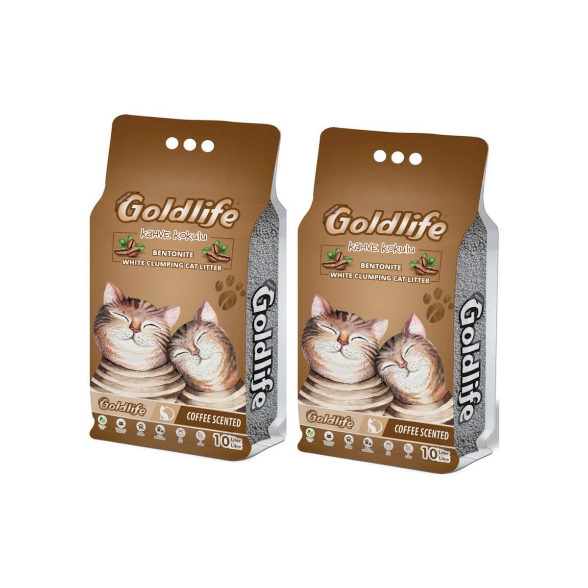 Gold Life Kahve Kokulu Topaklanan İnce Taneli Bentonit Kedi Kumu 2 x 10 lt