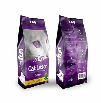 CatFun Lavanta Kokulu Topaklanan İnce Taneli Bentonit Kedi Kumu 5 lt