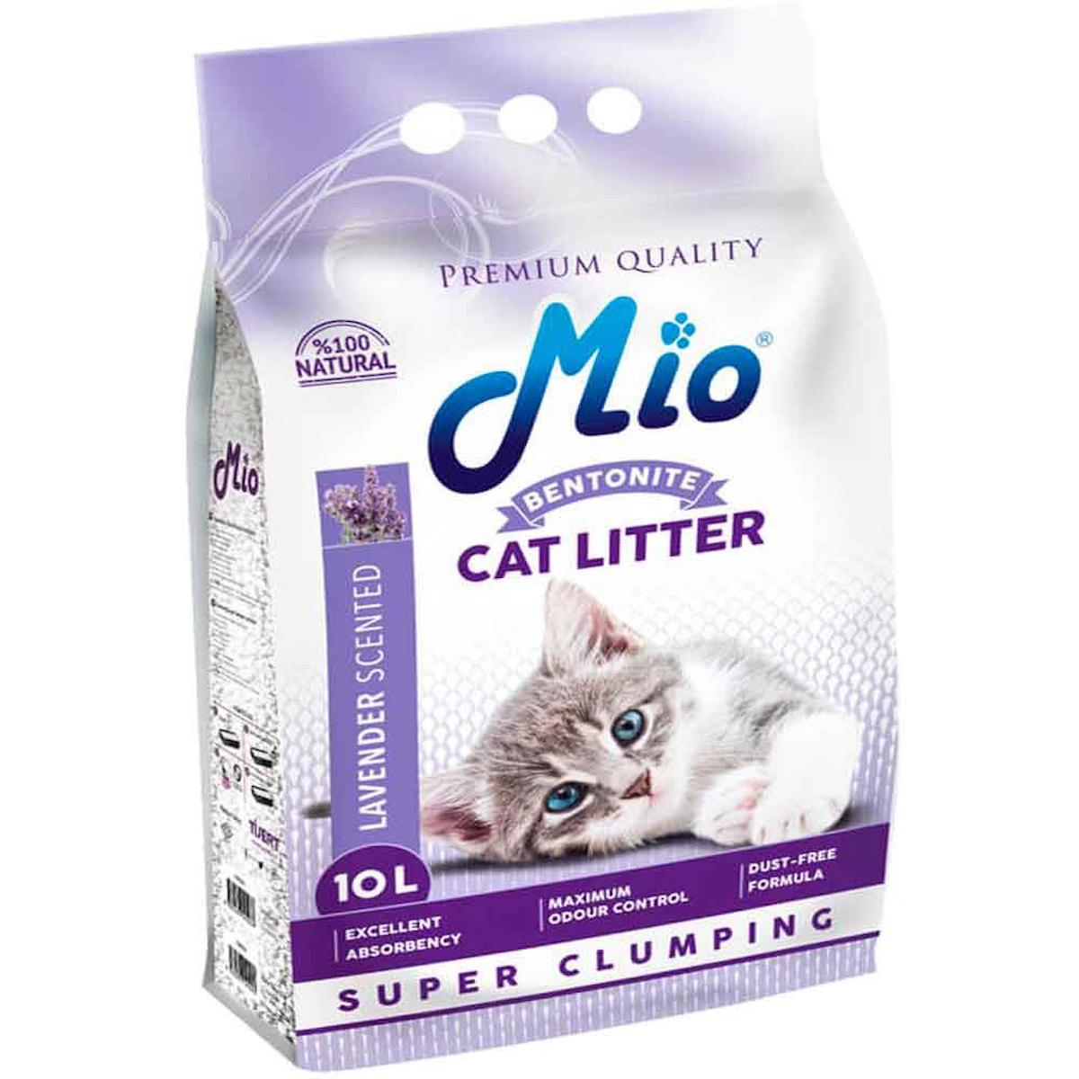 Mio Lavanta Kokulu Topaklanan İnce Taneli Bentonit Kedi Kumu 10 lt