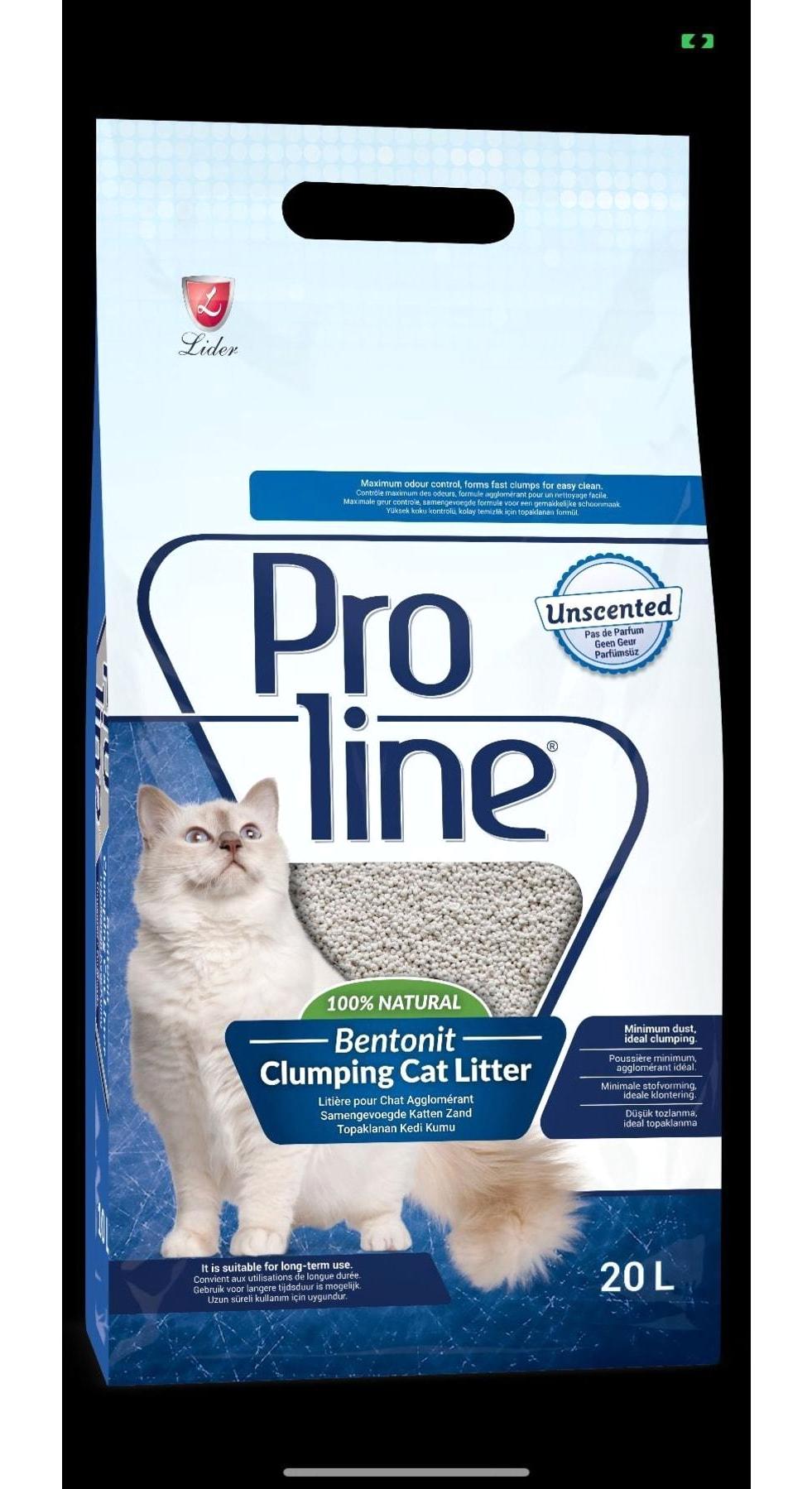 Pro Line Kokusuz Topaklanan İnce Taneli Bentonit Kedi Kumu 20 lt