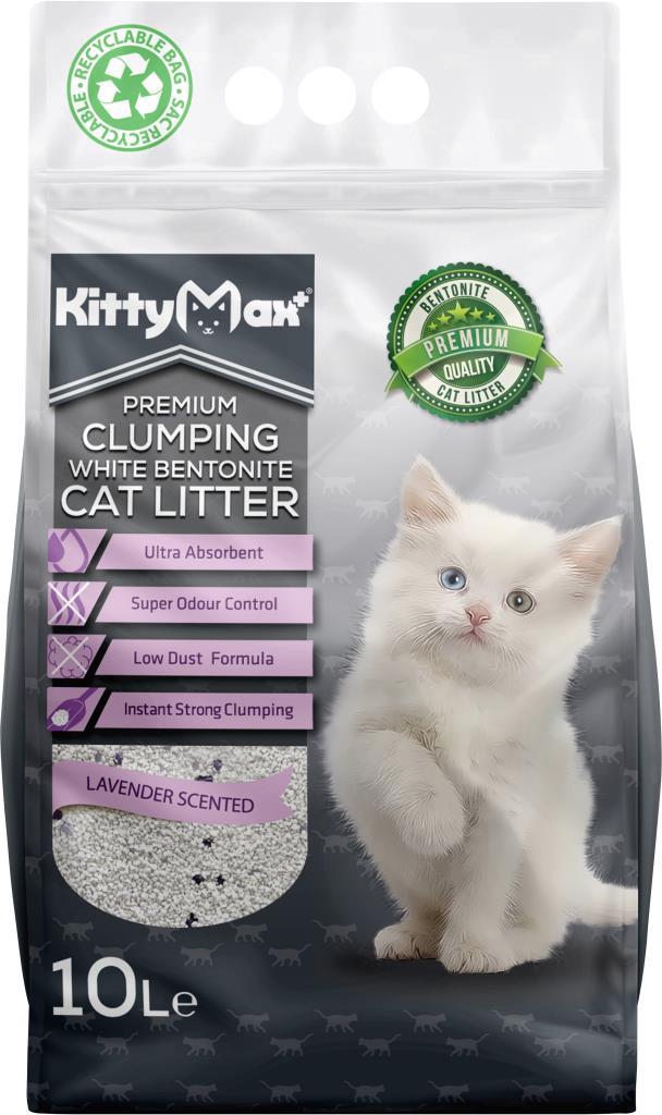 Kitty Max Lavanta Kokulu Topaklanan İnce Taneli Bentonit Kedi Kumu 10 lt