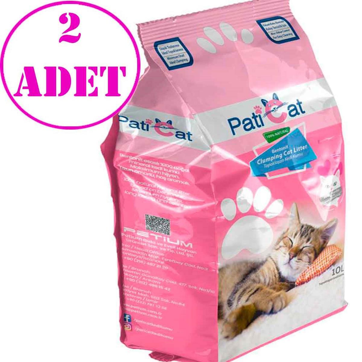 PatiCat Bebek Pudralı Topaklanan İnce Taneli Bentonit Kedi Kumu 2 x 10 lt