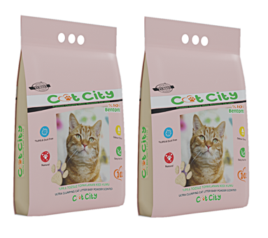 Markapet Bebek Pudralı Topaklanan İnce Taneli Bentonit Kedi Kumu 2 x 10 lt