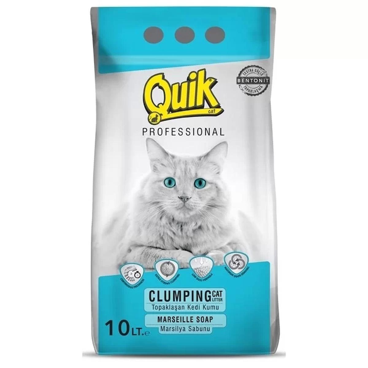 Quik Marsilya Sabunu Kokulu Topaklanan İnce Taneli Bentonit Kedi Kumu 10 lt