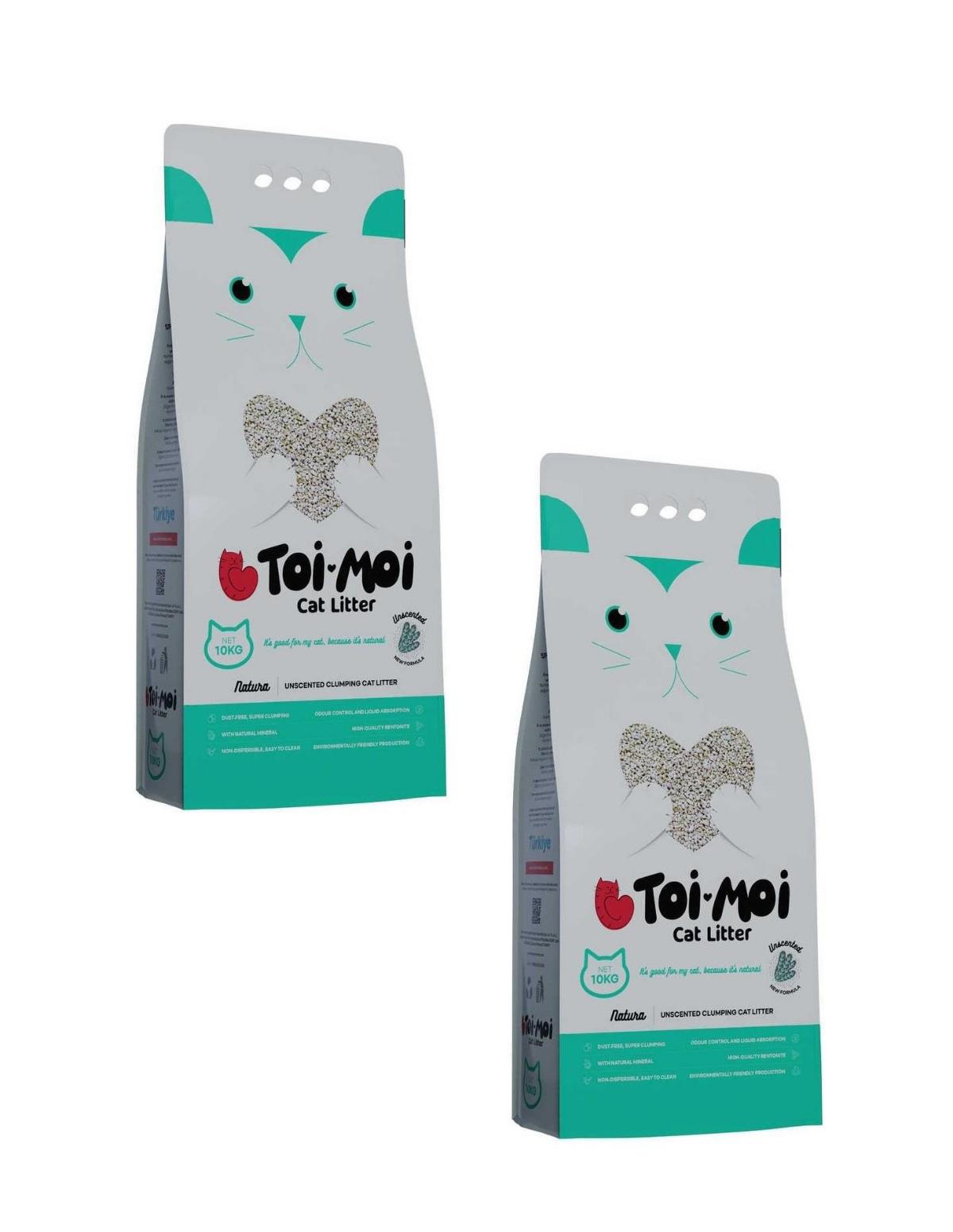 Toi Moi Kokusuz Topaklanan İnce Taneli Sodyum Bentonit Kedi Kumu 2 x 10 kg