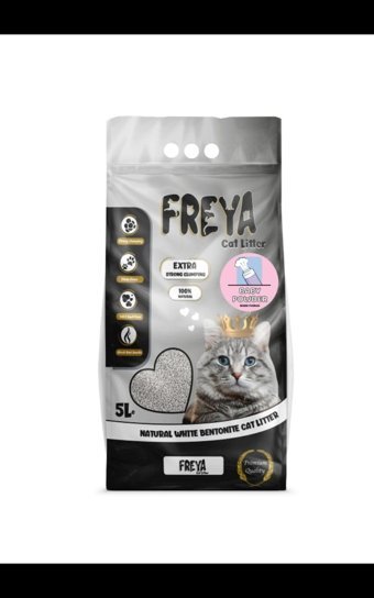 Freya Bebek Pudralı Topaklanan İnce Taneli Bentonit Kedi Kumu 5 lt