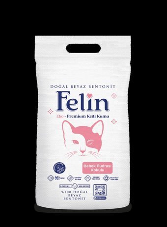 Felin Bebek Pudralı Topaklanan İnce Taneli Bentonit Kedi Kumu 15 kg