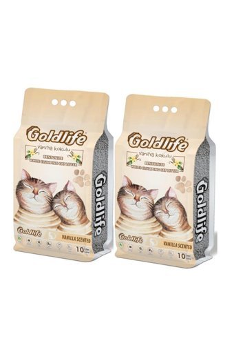Gold Life Vanilya Kokulu Topaklanan İnce Taneli Bentonit Kedi Kumu 2 x 10 lt
