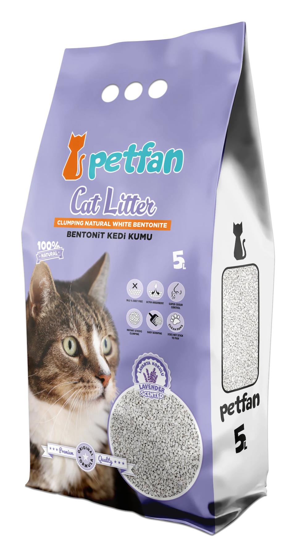 Petfan Lavanta Kokulu Topaklanan Bentonit Kedi Kumu 5 lt
