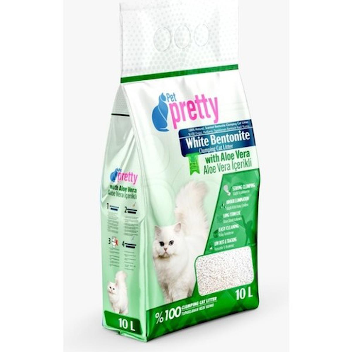 Petpretty Aloe Vera Kokulu Topaklanan İnce Taneli Bentonit Kedi Kumu 10 lt