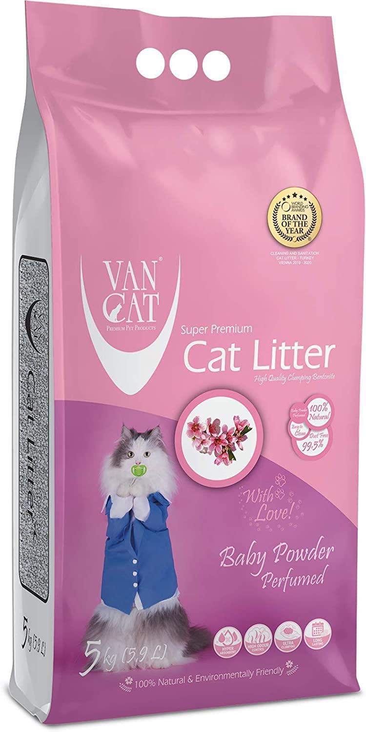 Van Cat Bebek Pudralı Topaklanan İnce Taneli Bentonit Kedi Kumu 5 kg