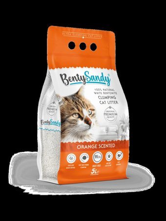 Benty Sandy Portakal Kokulu Topaklanan İnce Taneli Bentonit Kedi Kumu 5 lt