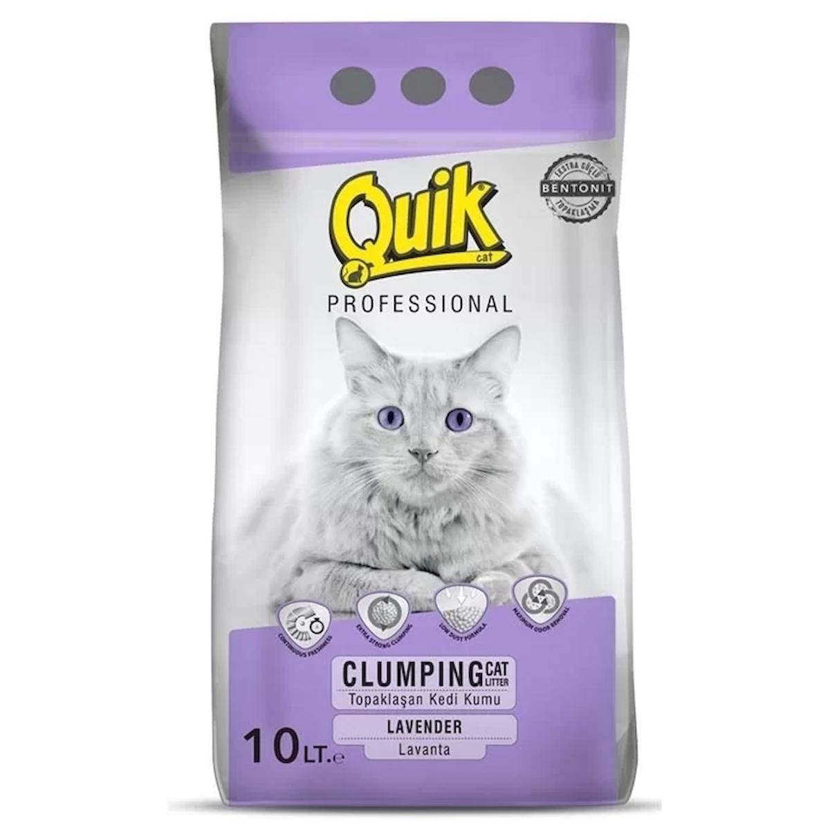 Quik Lavanta Kokulu Topaklanan İnce Taneli Bentonit Kedi Kumu 10 lt