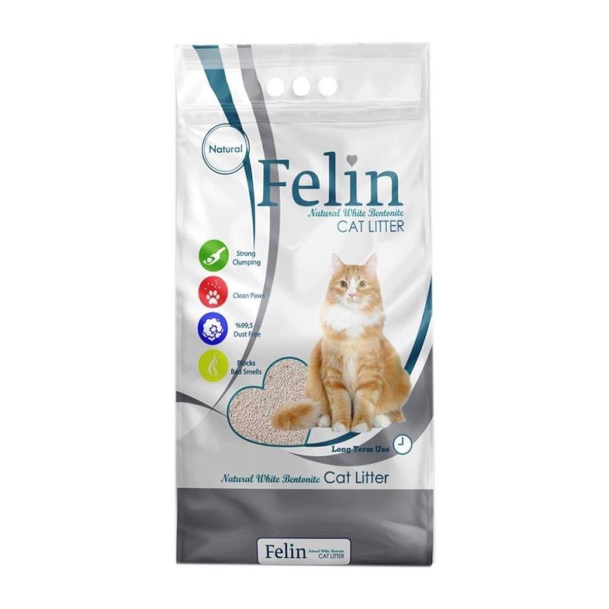 Felin Kokusuz Topaklanan İnce Taneli Bentonit Kedi Kumu 10 lt
