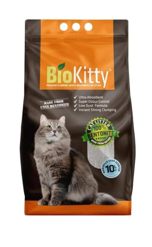 Biokitty Marsilya Sabunu Kokulu Topaklanan Kalın Taneli Bentonit Kedi Kumu 10 lt