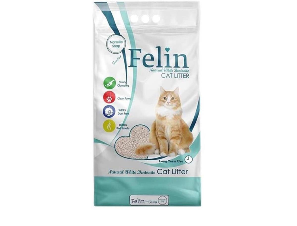 Felin Marsilya Sabunu Kokulu Topaklanan İnce Taneli Bentonit Kedi Kumu 5 lt
