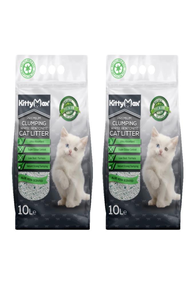 Kitty Max Aloe Vera Kokulu Topaklanan İnce Taneli Bentonit Kedi Kumu 2 x 10 lt