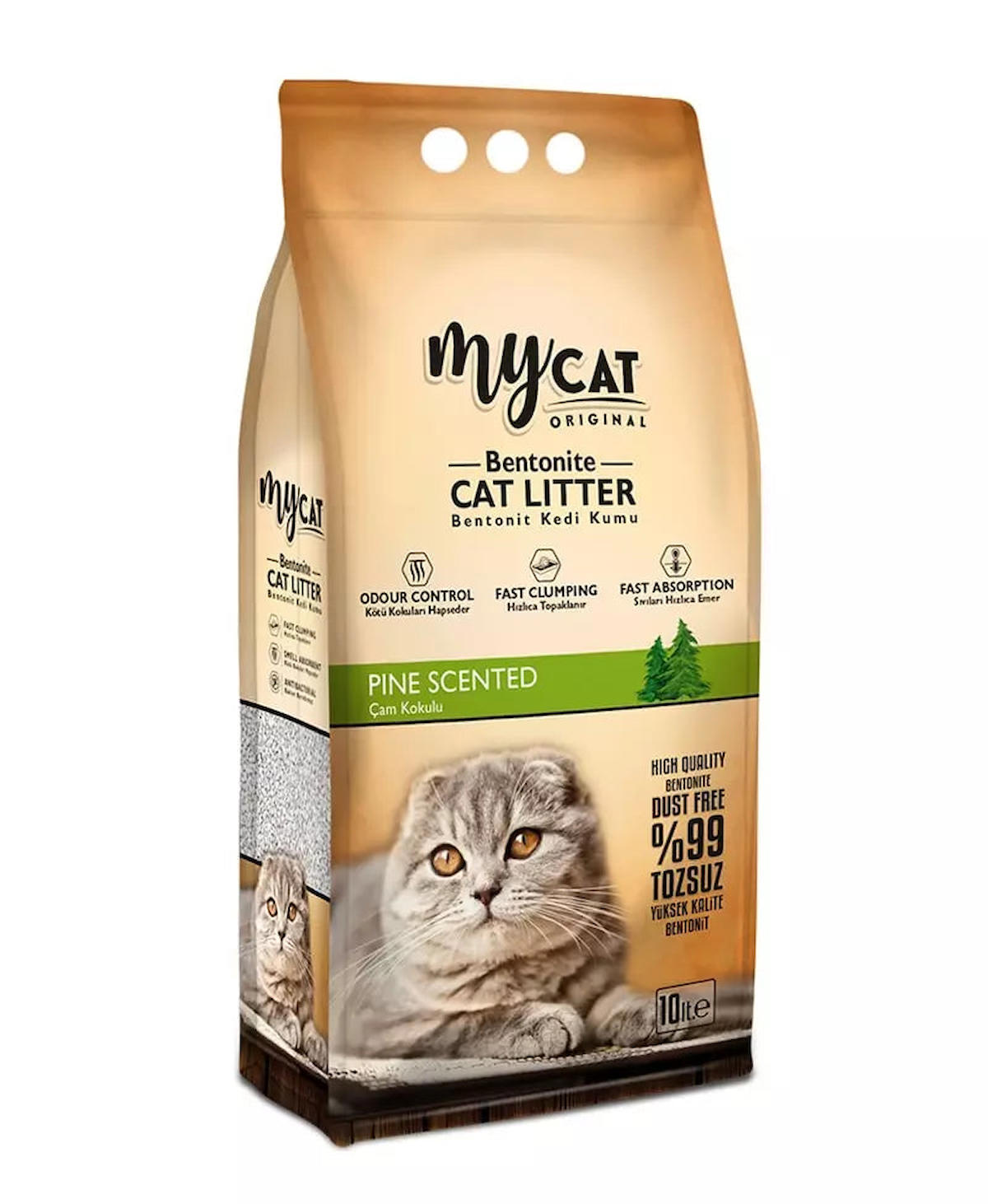 My Cat Çam Kokulu Topaklanan İnce Taneli Bentonit Kedi Kumu 10 lt