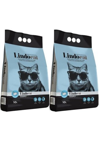LindoCat Sabun Kokulu Topaklanan Kalın Taneli Bentonit Kedi Kumu 2 x 10 lt