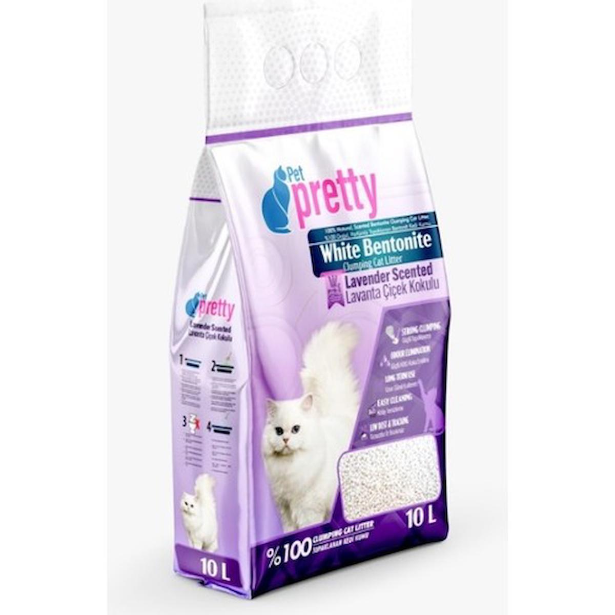 Petpretty Lavanta Kokulu Topaklanan İnce Taneli Bentonit Kedi Kumu 10 lt