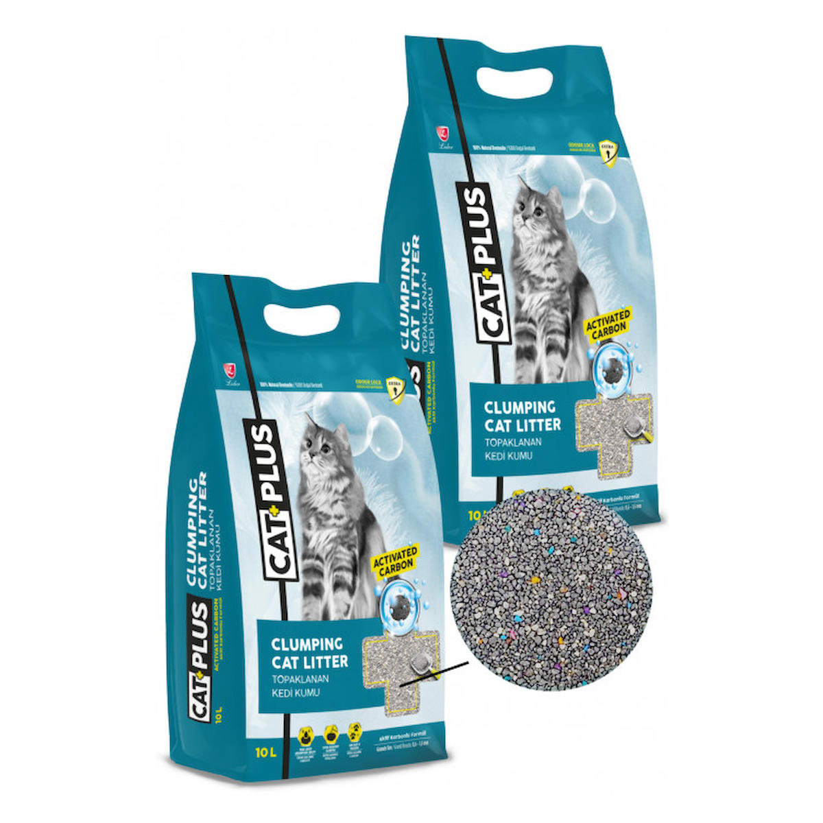 Catplus Topaklanan İnce Taneli Bentonit Kedi Kumu 2 x 10 lt