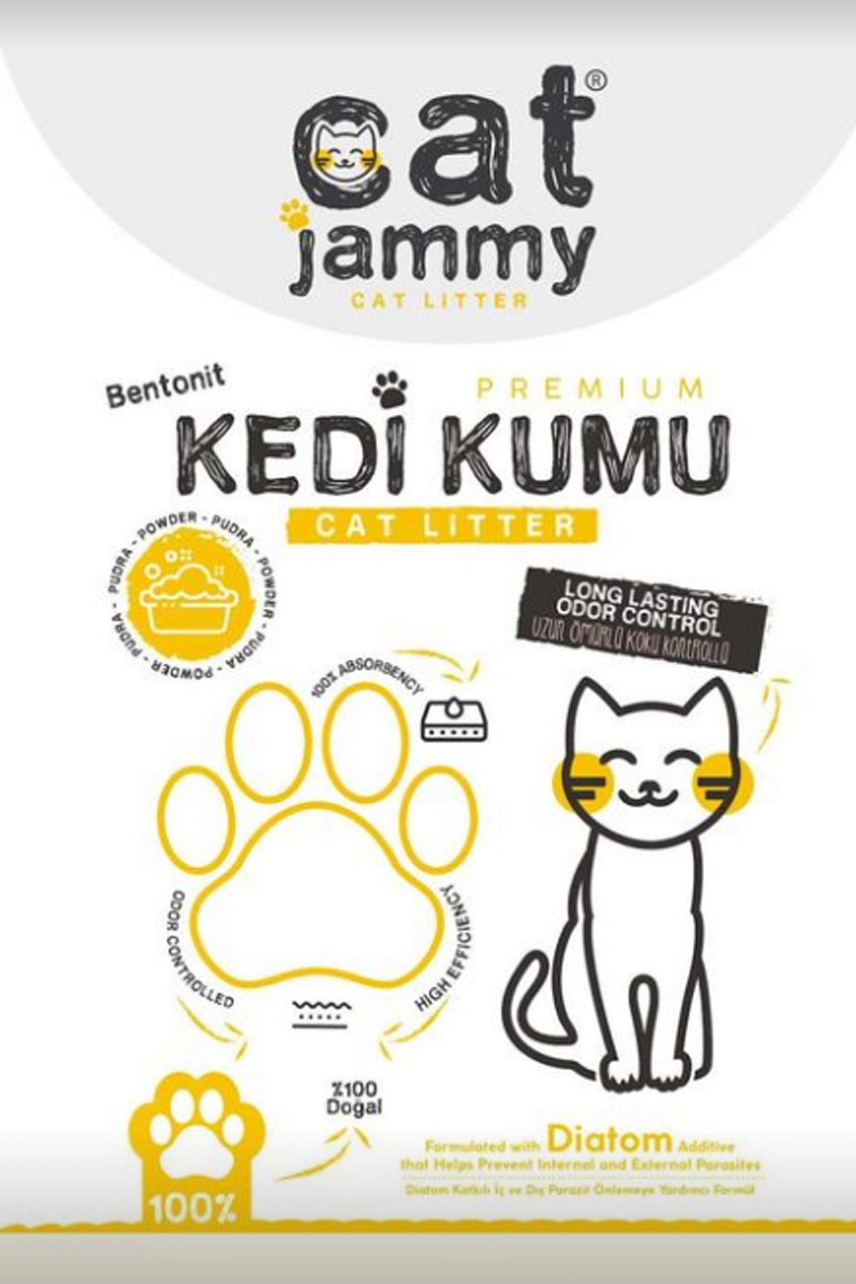 Cat Jammy Pudra Kokulu Topaklanan İnce Taneli Bentonit Kedi Kumu 5 kg