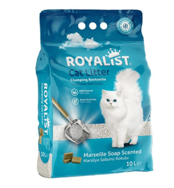 Royalist Marsilya Sabunu Kokulu Topaklanan İnce Taneli Bentonit Kedi Kumu 10 lt