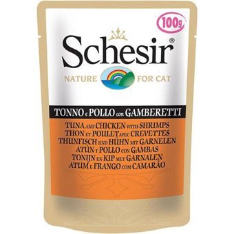 Schesir Nature Ton Balıklı ve Tavuk Yetişkin Yaş Kedi Maması 6x100 gr