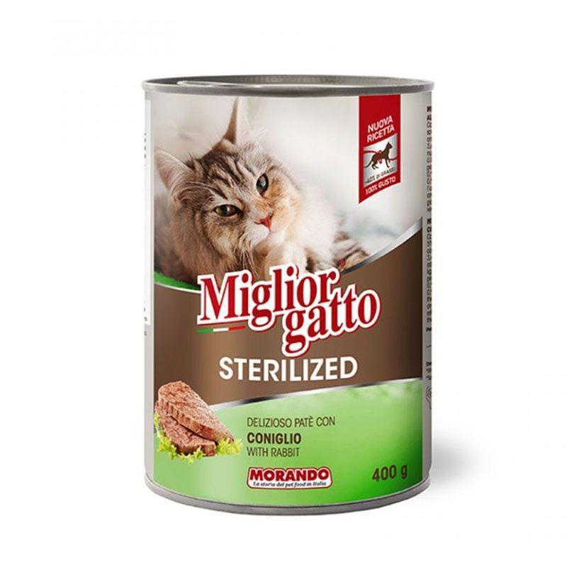 Miglior Gatto Sterilized Kısırlaştırılmış Tavşanlı Yaş Kedi Maması 400 gr