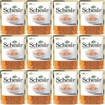 Schesir In Jelly Karidesli ve Tavuklu Yetişkin Yaş Kedi Maması 12x85 gr