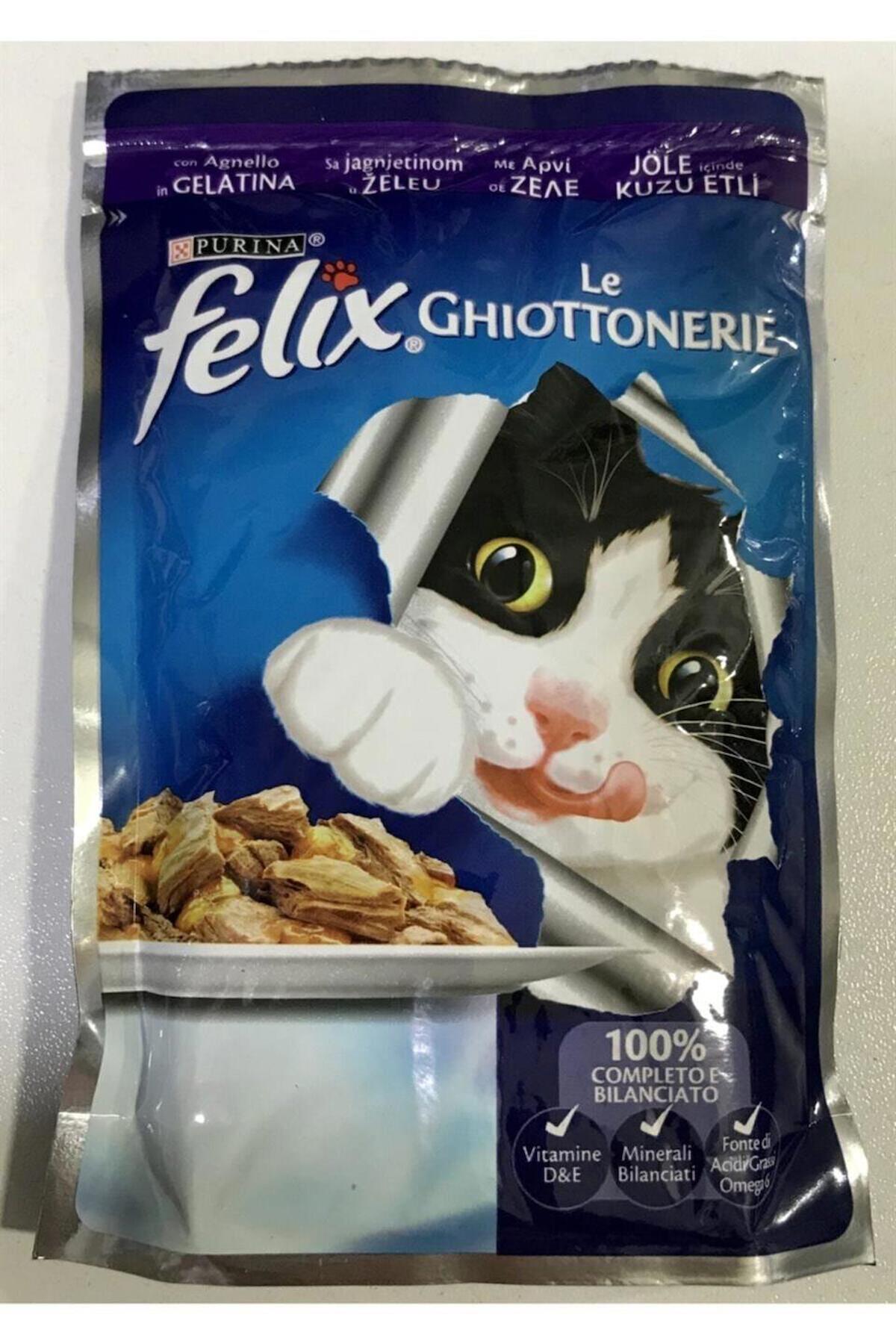 Felix Le Ghiottoneire Kuzu Etli Yetişkin Yaş Kedi Maması 20x100 gr