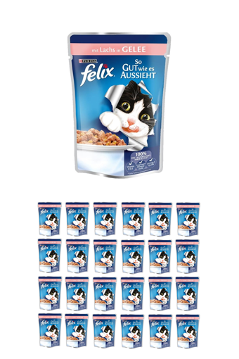 Felix So Gut Wie Es Aussieht Somonlu Yetişkin Yaş Kedi Maması 24x85 gr