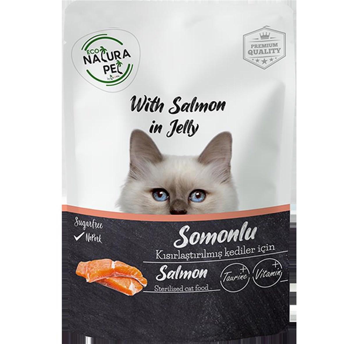 Natura Pet Premium Quality Kısırlaştırılmış Somonlu Yaş Kedi Maması 85 gr