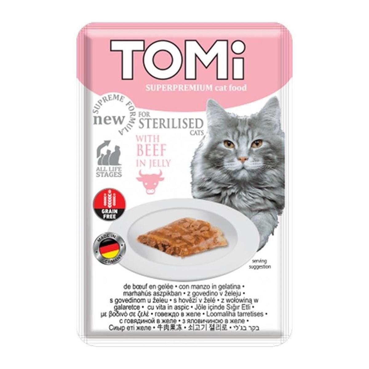 Tomi Superpremium Kısırlaştırılmış Dana Etli Yaş Kedi Maması 85 gr