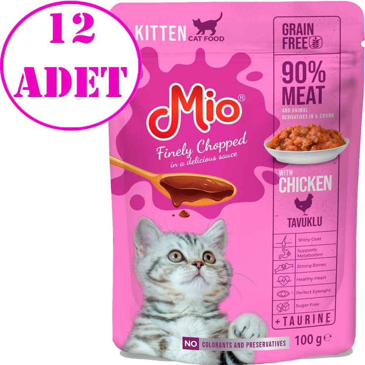 Mio Finely Chopped Tavuklu Yavru Yaş Kedi Maması 12x100 gr