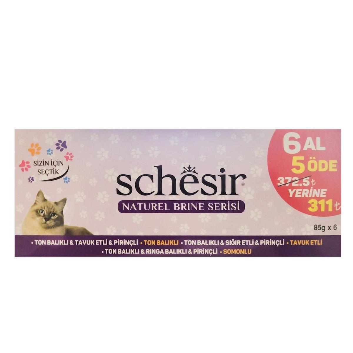 Schesir Naturel Brine Balıklı ve Tavuklu Yetişkin Yaş Kedi Maması 85 gr