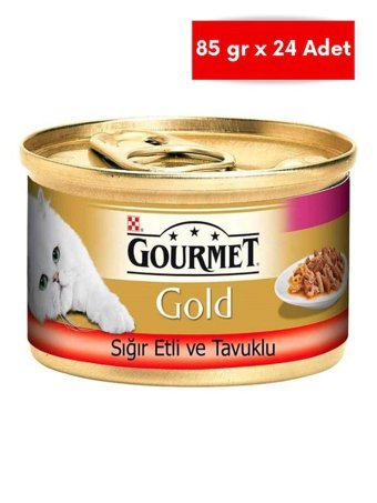 Purina Gold Tavuklu ve Sığır Etli Yetişkin Yaş Kedi Maması 24x85 gr