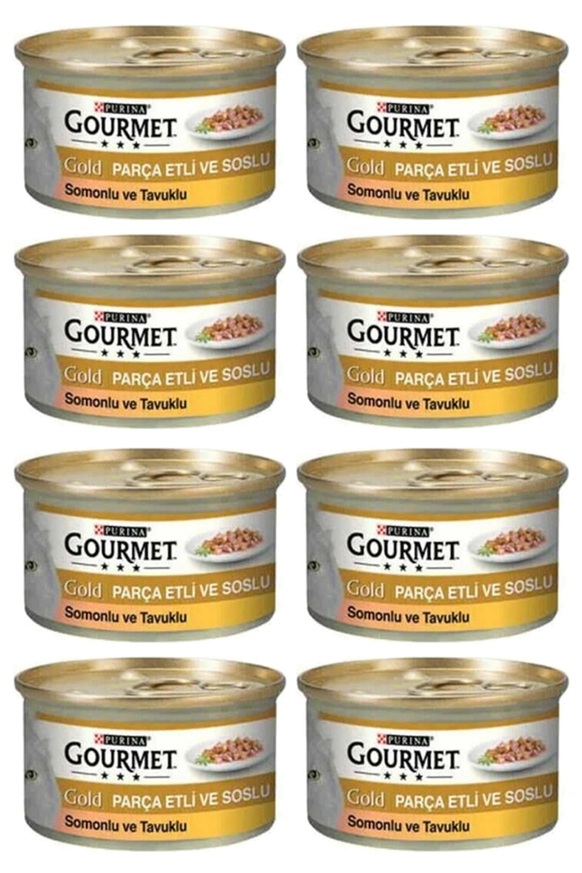 Purina Gold Somonlu ve Tavuklu Parça Etli Yetişkin Yaş Kedi Maması 8x85 gr